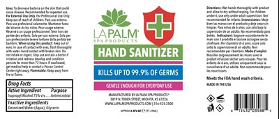 97.59 mL Label (La Palm Hand Sanitizer 3.3oz)